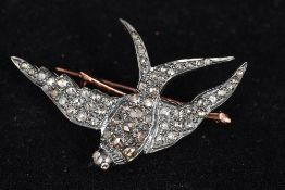 An unmarked rose diamond set brooch Fo