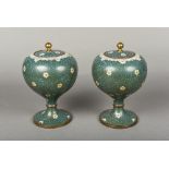 A pair of Chinese cloisonne vases and co