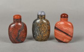 Three Chinese carved hardstone snuff bot