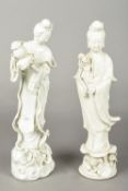 Two Chinese blanc de chine porcelain fig