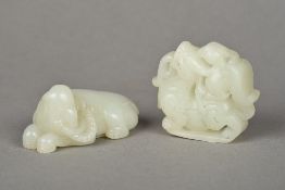 A Chinese carved celadon jade elephant