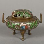 A Chinese champleve enamel decorated bro