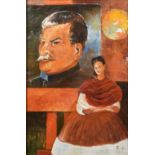 After FRIDA KAHLO (1907-1954) Mexican Self Portrait with Stalin Oil on canvas Bears initials 38.