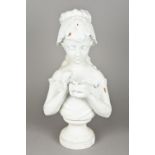 A Victorian Parian bust Formed as a you