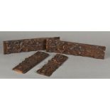 Four 17th/18th century carved oak panels