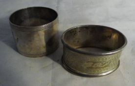 Two silver napkin rings