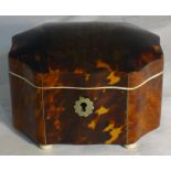 A small tortoiseshell tea caddy