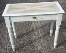 A Victorian white painted pine side table