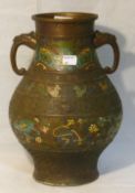 A bronze and cloisonne vase