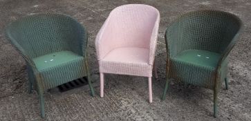 Three Lloyd Loom chairs