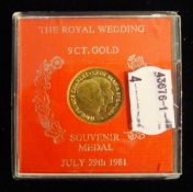 A 1981 Royal Wedding 9 ct gold souvenir medal