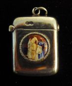 A silver and enamel vesta depicting a nude