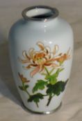 A blue ground cloisonne vase