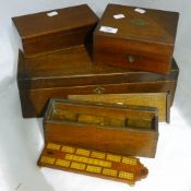 Four various Victorian boxes including cribbage