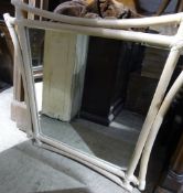 A bleached bamboo framed mirror and a Remploy bedside table