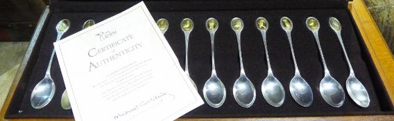 A cased set of RSPB commemorative silver teaspoons