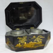 A 19th century Chinese lacquered tea caddy