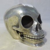 A silvered model of a skull