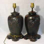 A pair of Chinese lamps decorated with dogs-of-fo