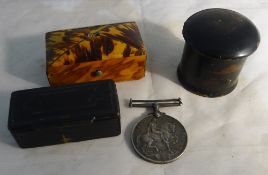 A 19th century tortoiseshell snuff box, another snuff box,