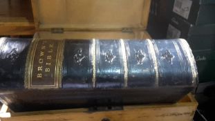 A Victorian Brown's Bible in pine box