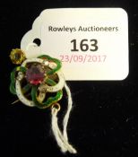 An unmarked diamond, amethyst and citrine set sweetheart pendant/brooch (7.