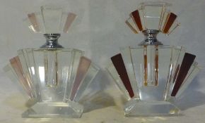 A pair of Deco style fan shaped scent bottles