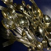 A quantity of plated flatware and some silver