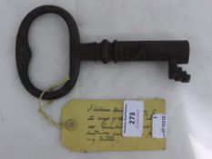 A late 18th / 19th century large iron key,