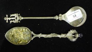 A Scottish silver spoon and another