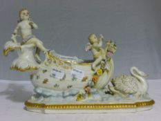 A swan porcelain cherub chariot