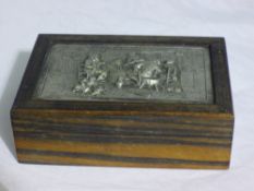 A Dutch silver plate mounted wooden box