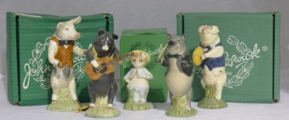 Three boxed Beswick figures and two others