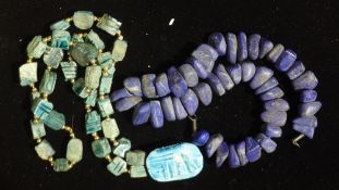 A lapis beaded necklaces,