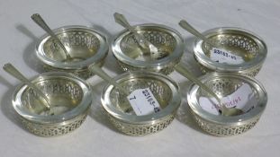 A set of six Sterling silver salts and spoons