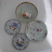 An 18th century Chinese porcelain famille rose plate, together with a bowl,