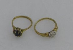 A 9 ct gold diamond ring and another 9 ct gold ring