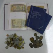 A collection of coins and notes