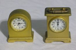 Two miniature carriage clocks