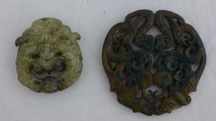 Two jade carvings/pendants