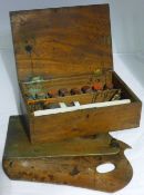 A 19th/20th century mahogany artist's box and contents
