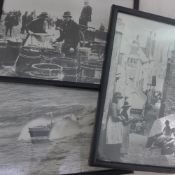 A quantity of framed black and white photographs of Devon and Cornish fishing scenes