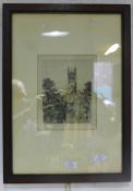 A framed and glazed Cambridge etching