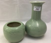 Two Chinese celadon vases