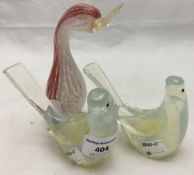 Three Murano glass birds