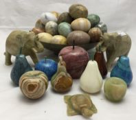 A collection of mineral eggs etc.