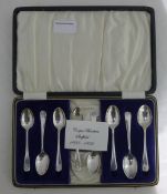 Harlequin set of eight teaspoons by Cooper Brothers of Sheffield,