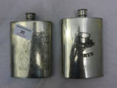 Two hip flasks
