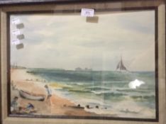 Two coastal watercolours