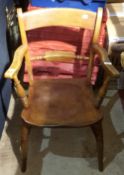 A 19th century knife back armchair